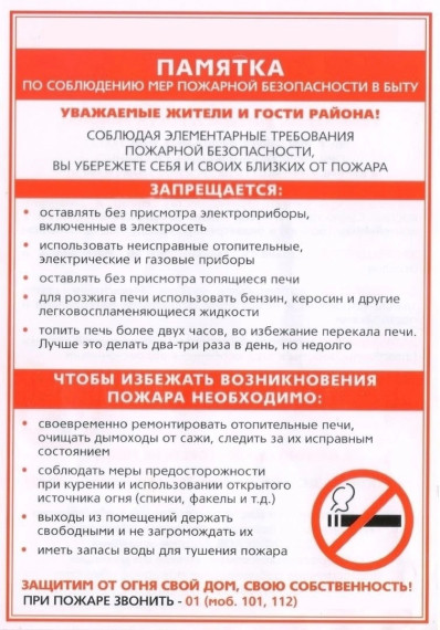 Памятка по соблюдению мер пожарной безопасности. Памятка по соблюдению мер пожарной безопасности.